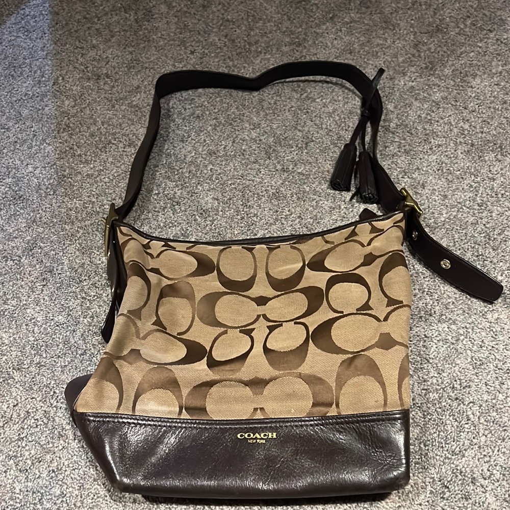 Coach purse, brown and leather.